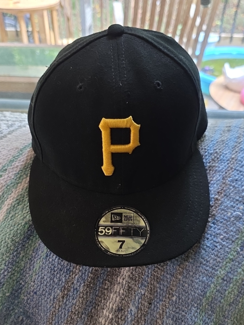 New Era Kids Black Fitted Cap with Yellow 'P' Logo